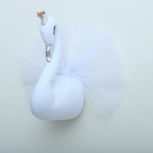 Animal Head Swan Decor Flamingo Wall Hanging Mount Stuffed Plush Toy Princess Doll Girl Baby Kid Gift Nursery Room Wall Decor