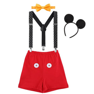 Cute Baby Cake Smash Outfit Mickey Mouse Cosplay Costumes for Boy and Girls Birthday Party Photography Prop Unisex Baby Clothes