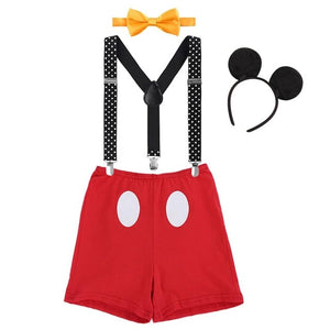 Cute Baby Cake Smash Outfit Mickey Mouse Cosplay Costumes for Boy and Girls Birthday Party Photography Prop Unisex Baby Clothes