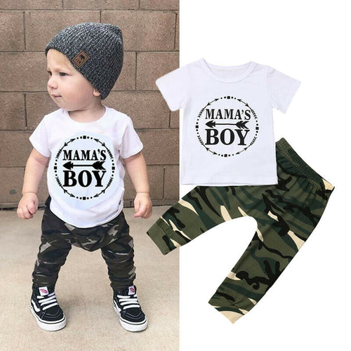 Pudcoco Summer Newest arrival Newborn Baby Boy Clothes Cotton Letters Tops T-Shirt Camouflage Pants 2Pcs Outfits Summer Clothes