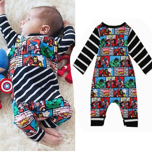 Infant Newborn Baby Kid Boy Outfits Superhero Romper Jumpsuit Bodysuit super hero print baby clothes