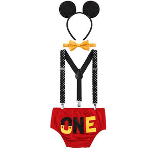 Cute Baby Cake Smash Outfit Mickey Mouse Cosplay Costumes for Boy and Girls Birthday Party Photography Prop Unisex Baby Clothes