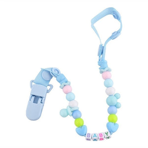 Hand Made Baby Pacifier Clip Pacifier Chain Blue Colorful Beads Dummy Clip Baby Soother Nipple Holder for Baby Kids