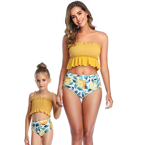 2020 New One-Piece Mother Daughter Swimsuit Striped Mommy And Me Swimwear Family Matching Outfits Mom And Baby Bathing Suits