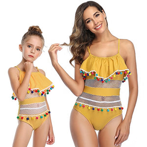 2020 New One-Piece Mother Daughter Swimsuit Striped Mommy And Me Swimwear Family Matching Outfits Mom And Baby Bathing Suits