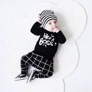 2019 Spring and Autumn baby boys clothes casual 3pcs (Hat + T-shirt, pants) The Striped leisure baby boys Clothing sets