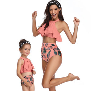 Summer New Mother Daughter Swimsuit Family Matching Outfits Swimwear Mommy and Me Clothes Mom Baby Bikini Mama Hanging Neck 2019