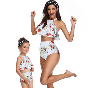 Summer New Mother Daughter Swimsuit Family Matching Outfits Swimwear Mommy and Me Clothes Mom Baby Bikini Mama Hanging Neck 2019