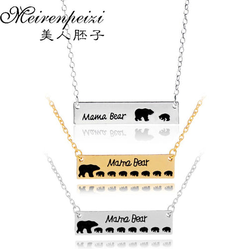 1-7 Cub Bear Mama Bear Necklace Mother's Day Gift Bar Necklace Mama Baby Necklace Mom Cub Mama Bear Jewelry Drop Shopping