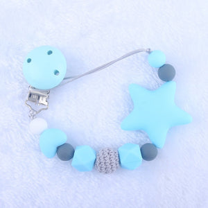 Newest Pacifier Clips Chain Eco-friendly Newborn Baby Teething Clip Food Grade Silicone Star Feeding Chain