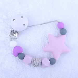 Newest Pacifier Clips Chain Eco-friendly Newborn Baby Teething Clip Food Grade Silicone Star Feeding Chain